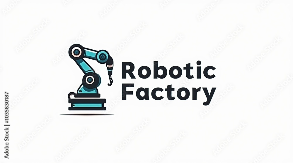 Robotic factory logo design featuring mechanical arm automation