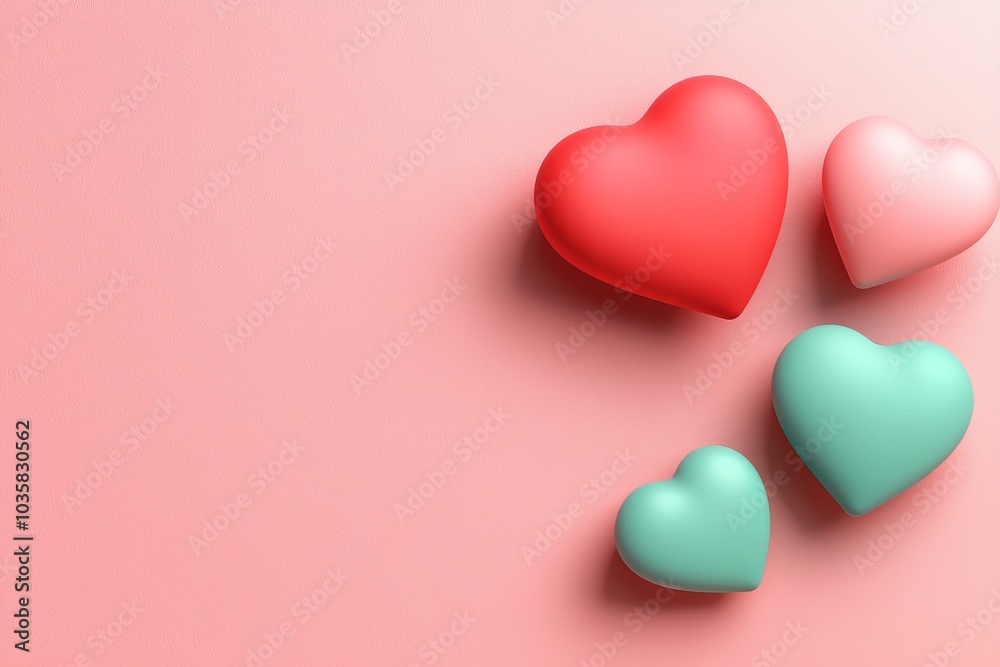 Colorful, love-themed heart shapes on a pastel background, perfect for romantic or decorative uses. Colorful, love-themed heart shapes on a pastel background, perfect for romantic or decorative uses.