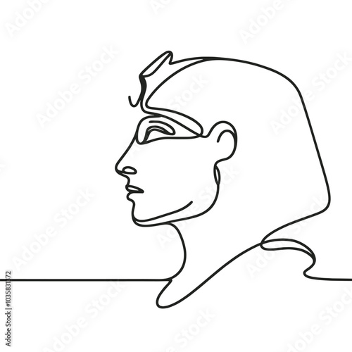 Minimalist continuous line art of cleopatra profile