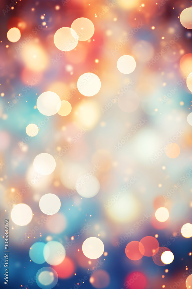 Fototapeta premium Blurred abstract christmas background with blue red pink golden christmas lights