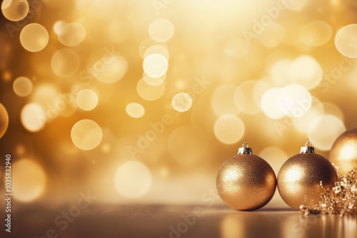 Blurred abstract christmas background with golden christmas lights 