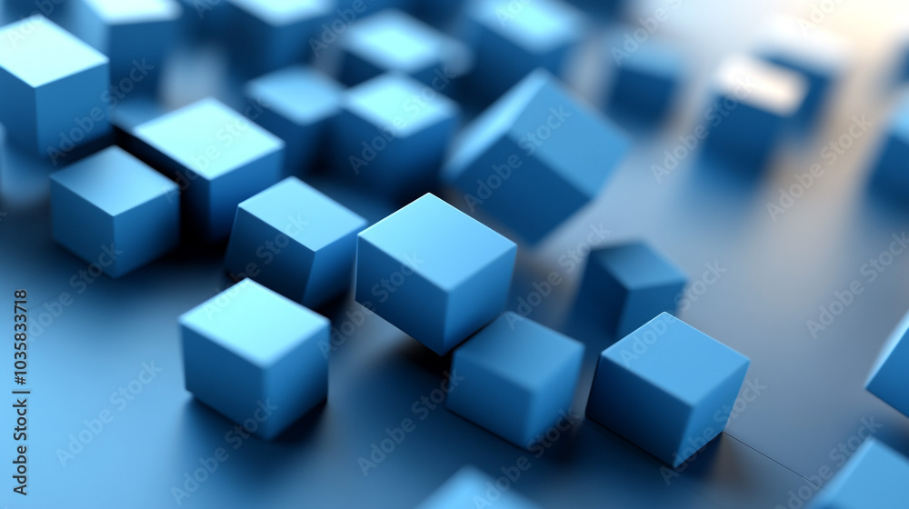 Abstract Blue Cubes Pattern 3D Render Geometric Shapes Minimalist Design Modern Backgr Abstract Blue Cubes Pattern 3D Render Geometric Shapes Minimalist Design Modern Backgr