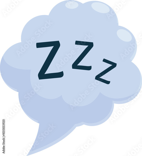 Cartoon sleep bubble with zzz sounds is showing quiet sleep time