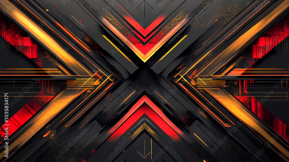 Abstract Geometric Pattern with Black Red and Gold Stripes Abstract Geometric Pattern with Black Red and Gold Stripes