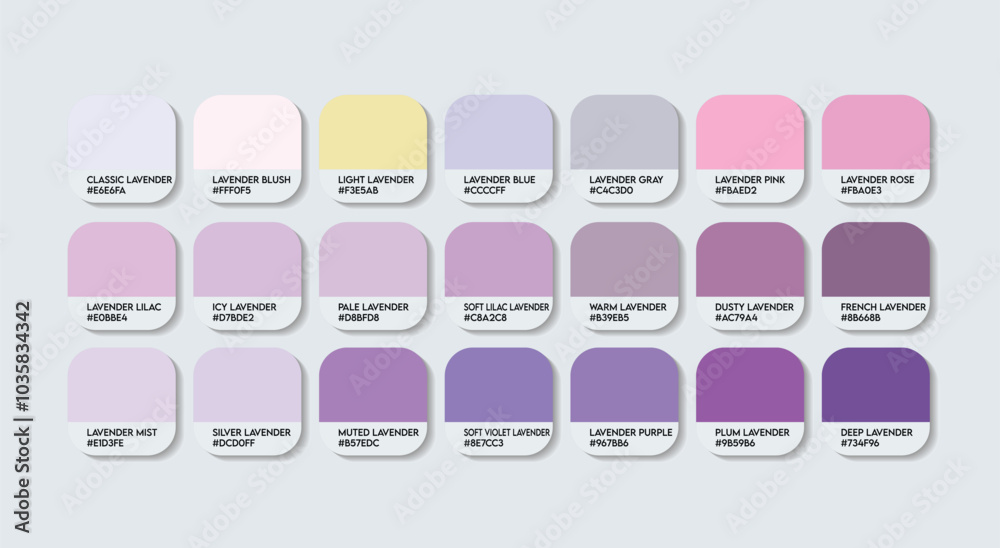 Lavender Flower Color Palette, Lavenders Color Guide Palette with Color