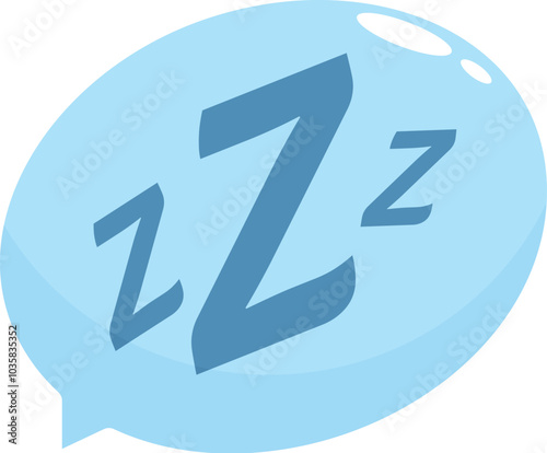 Blue speech bubble showing the letters zzz, a symbol for sleep, dreaming, or being tired