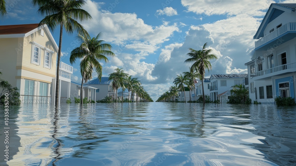 Obraz premium Tropical storm surge modeling, providing accurate predictions of storm impacts on coastal regions and informing evacuation and protection strategies