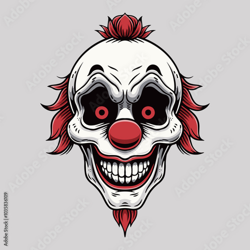 scary face of crazy clown ,vector illustration