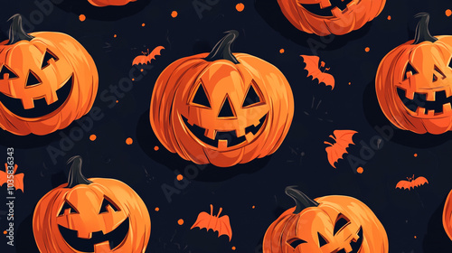 Halloween Jack O Lantern Pumpkin Pattern Spooky Autumn Background