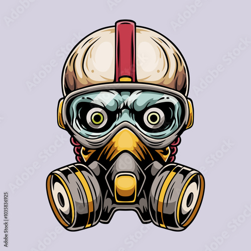 scary skull , using gas mask , vector illustration