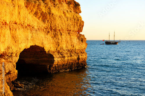 location near praia do paraiso carvoeiro algarve portugal photo