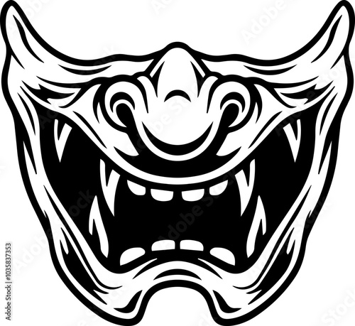 scary oni mask , vector illustration