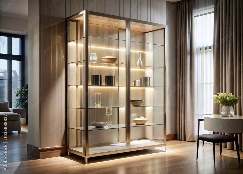 Stylish Empty Glass Cabinet for Modern Interiors and Minimalist Decor Stylish Empty Glass Cabinet for Modern Interiors and Minimalist Decor