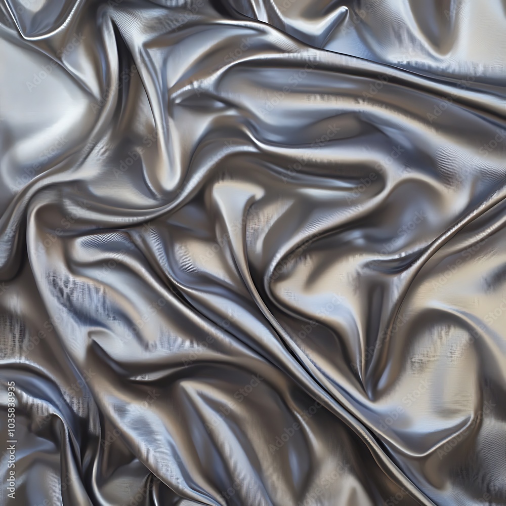 A close-up view of crumpled metallic fabric showcasing texture and sheen.