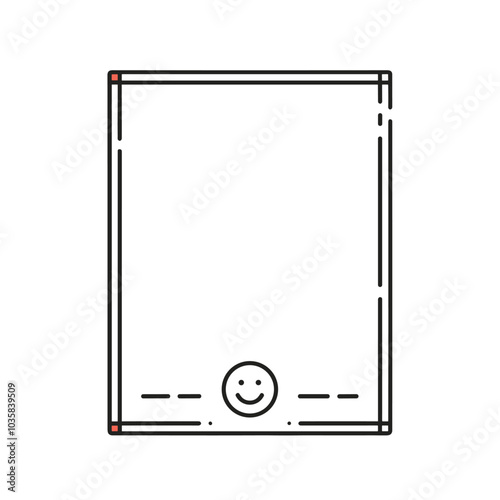 Minimal tablet icon with smiley face for digital interfaces and ui design