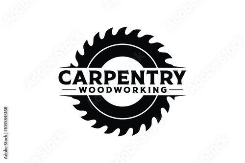 vintage circular saw silhouette logo design