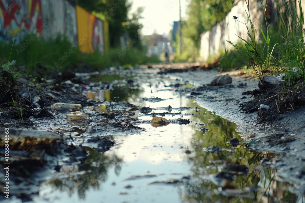 Fototapeta premium Water pollution in the environment 