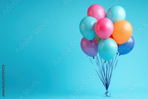 Wallpaper Mural Colorful Balloons Against Sky Blue Background Torontodigital.ca