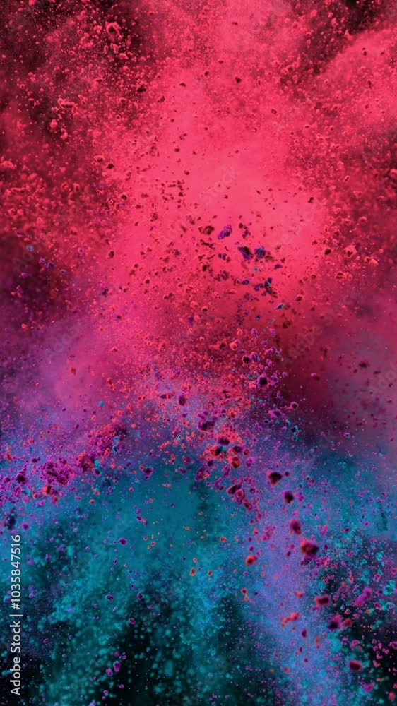 Super Slow Motion of Colored Powder Explosion. Filmed on High Speed Cinema Camera, 1000fps. Vertical Aspect Ratio. Super Slow Motion of Colored Powder Explosion. Filmed on High Speed Cinema Camera, 1000fps. Vertical Aspect Ratio.