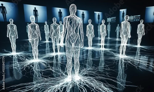 silhouettes of people connected by lines of communication 