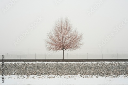Wallpaper Mural Bare Tree Standing Alone in a Snowy Landscape Torontodigital.ca