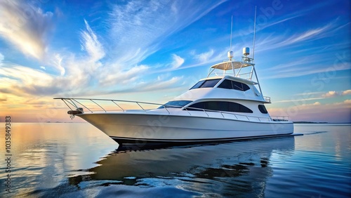 Luxurious sportfishing yacht with fishing equipment on board