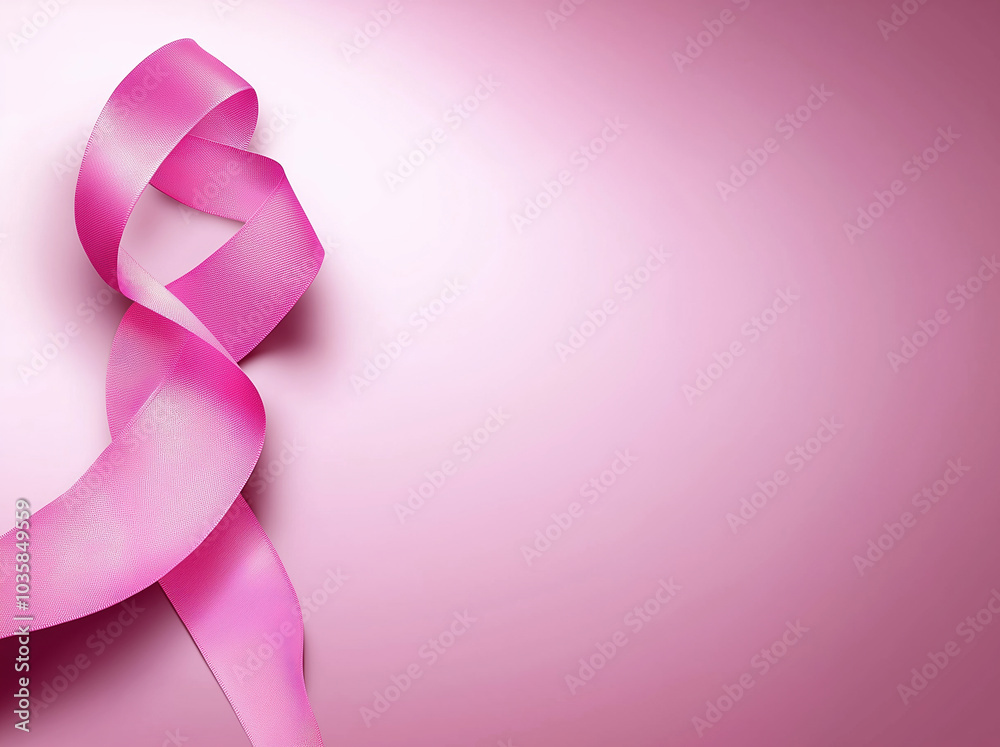 Pink ribbon symbolizing awareness and support for breast cancer initiatives in October Pink ribbon symbolizing awareness and support for breast cancer initiatives in October