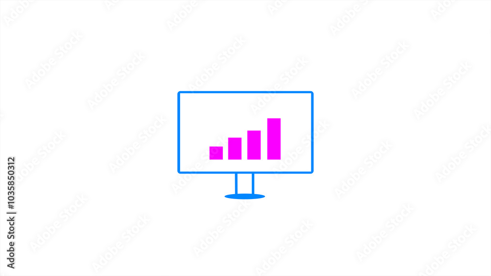Monitor icon with business growth graph background Monitor icon with business growth graph background