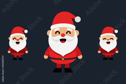 Santa Claus big Christmas and New Year set. Set of funny cartoon Santa with different emotions and situations. Vector illustration isolated.