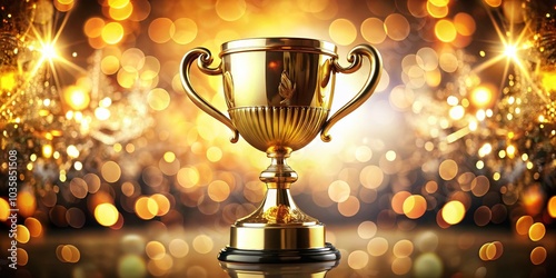 Trophy Symbol with Bokeh Effect for Celebrating Achievements and Success photo