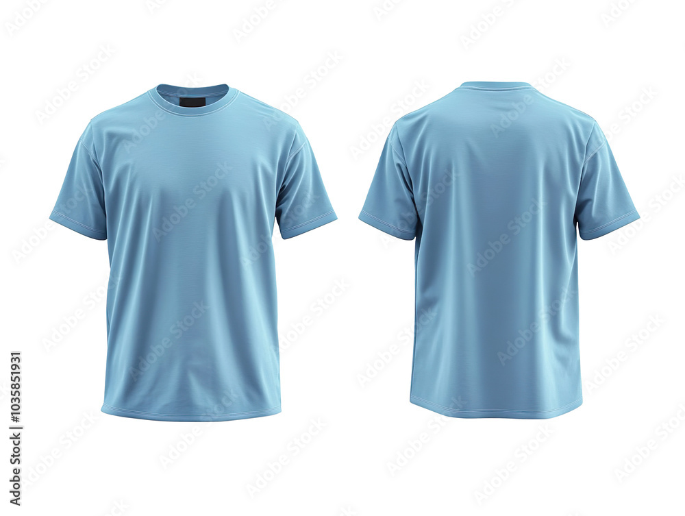 light blue t-shirt mockup front and back view isolated on transparent background light blue t-shirt mockup front and back view isolated on transparent background