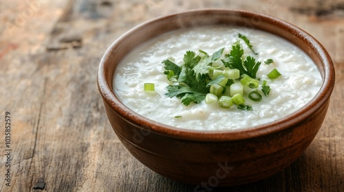 Creamy Soup with Fresh Herbs and Green Onions