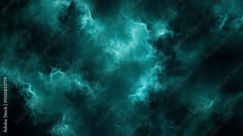 Abstract teal and black stormy cloud background.