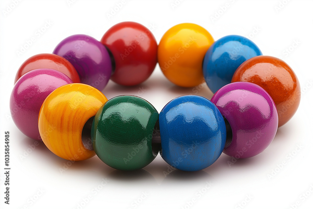 colorful wooden beads isolated on white background, Generative AI colorful wooden beads isolated on white background, Generative AI