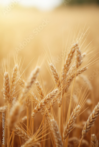 Wheat frame made of golden wheat or rye ears. Ears of wheat border