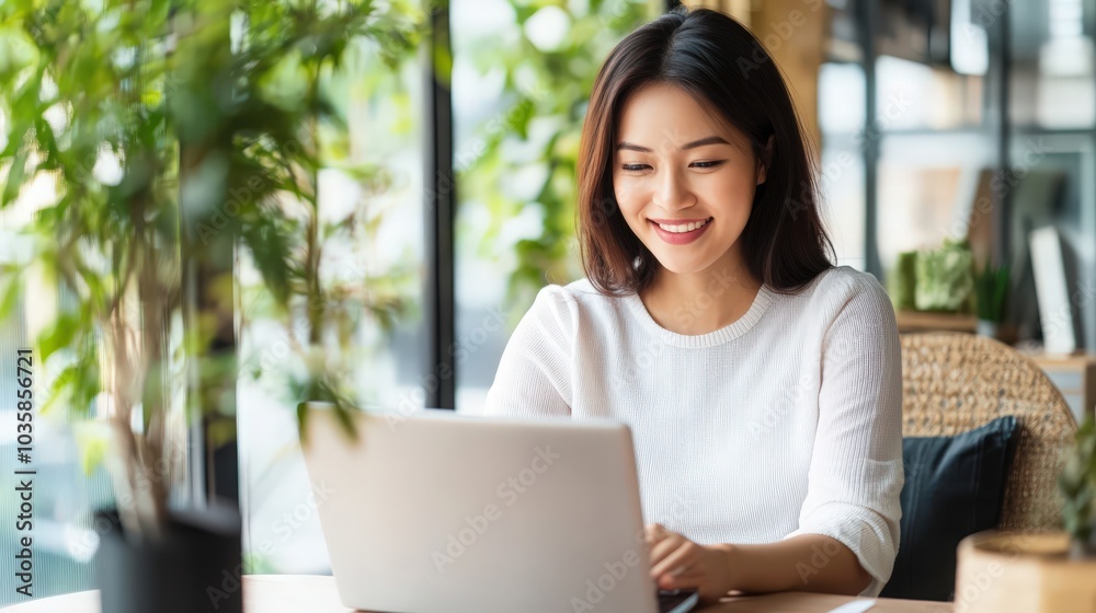 Asian businesswoman sit at their desks and calculate financial graphs showing results about their investments, planning a successful business growth process.