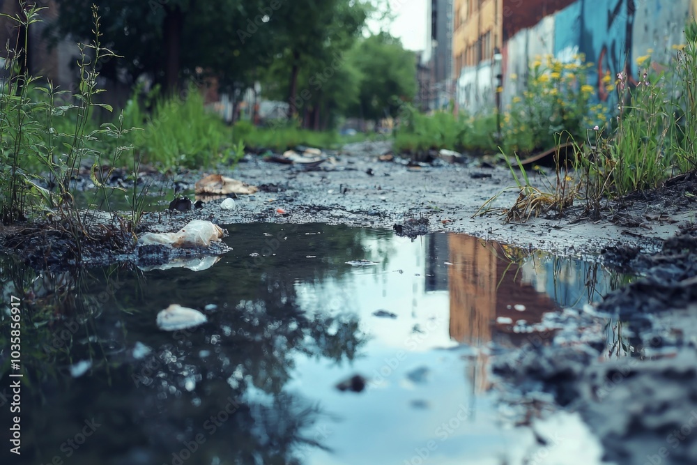 Water pollution in the environment created with Generative AI