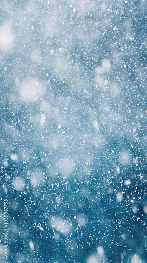 Winter Snowfall: Abstract Blue Background with Falling Snowflakes Winter Snowfall: Abstract Blue Background with Falling Snowflakes