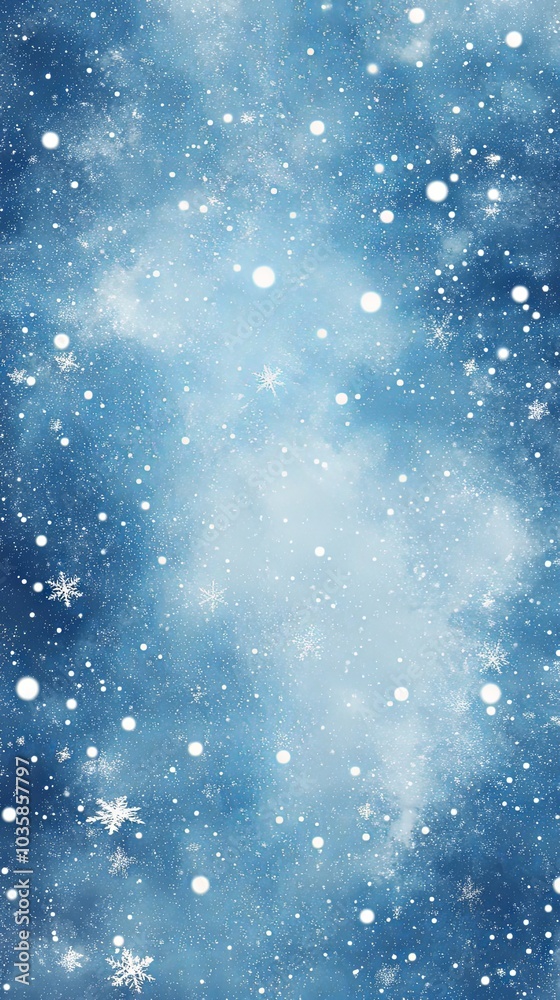 Winter Wonderland: Blue Sky with Falling Snow - Abstract Background Winter Wonderland: Blue Sky with Falling Snow - Abstract Background