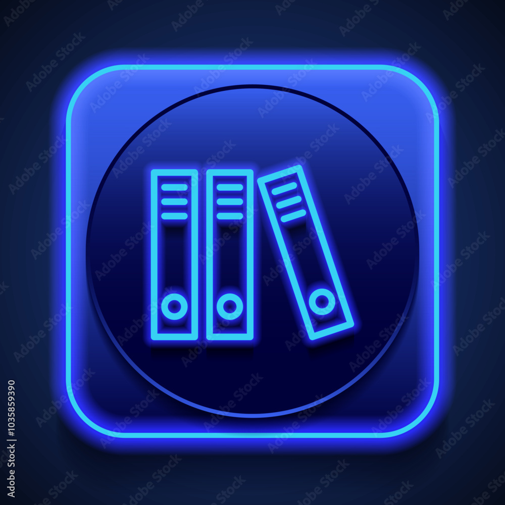 Archive simple icon vector. Flat design. Blue neon style on button. With shadow Archive simple icon vector. Flat design. Blue neon style on button. With shadow
