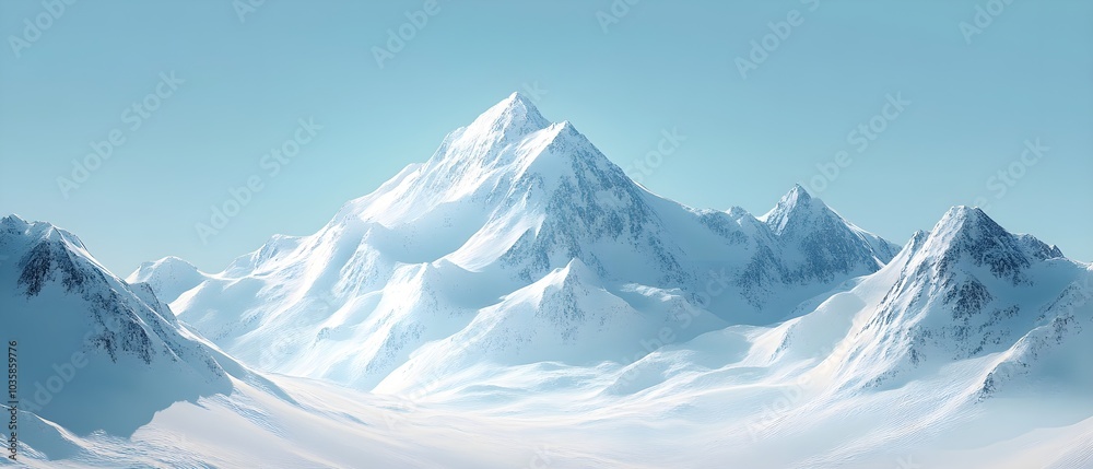 Fototapeta premium Snowy Mountain Landscape under Blue Sky