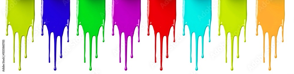 Naklejka premium Paint dripping in different colors on transparent background