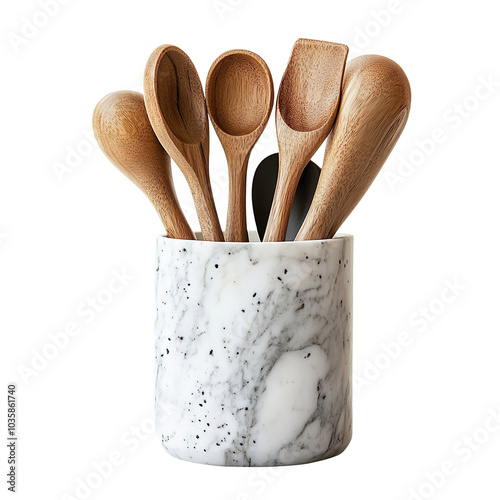 Marble utensils storage isolated on transparent background photo