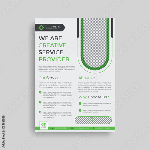 Corporate creative business flyer Layout with Geometric Accents and image replacing area
