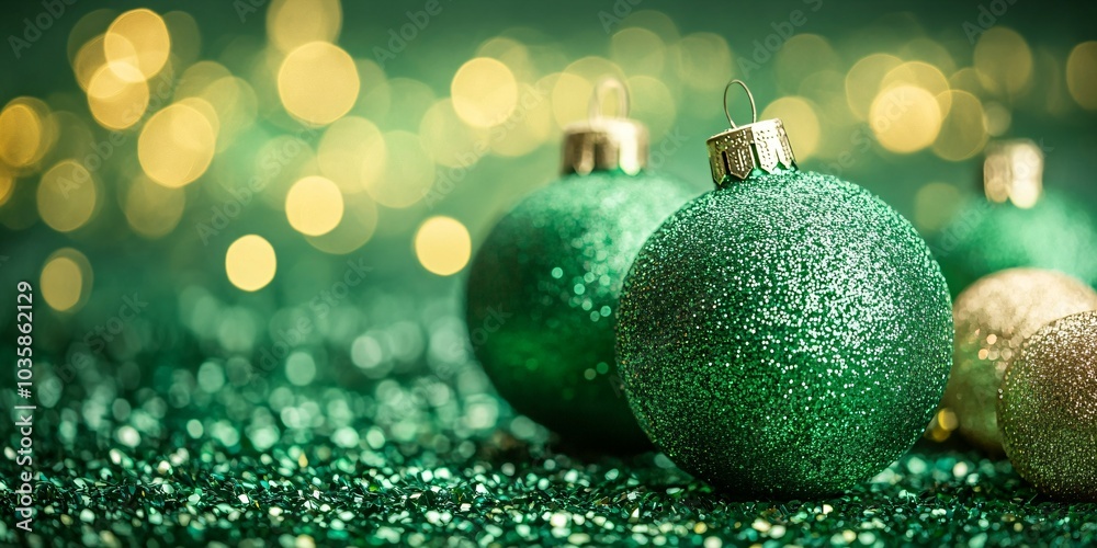 Green backgraund for Christmas and New Year celebration