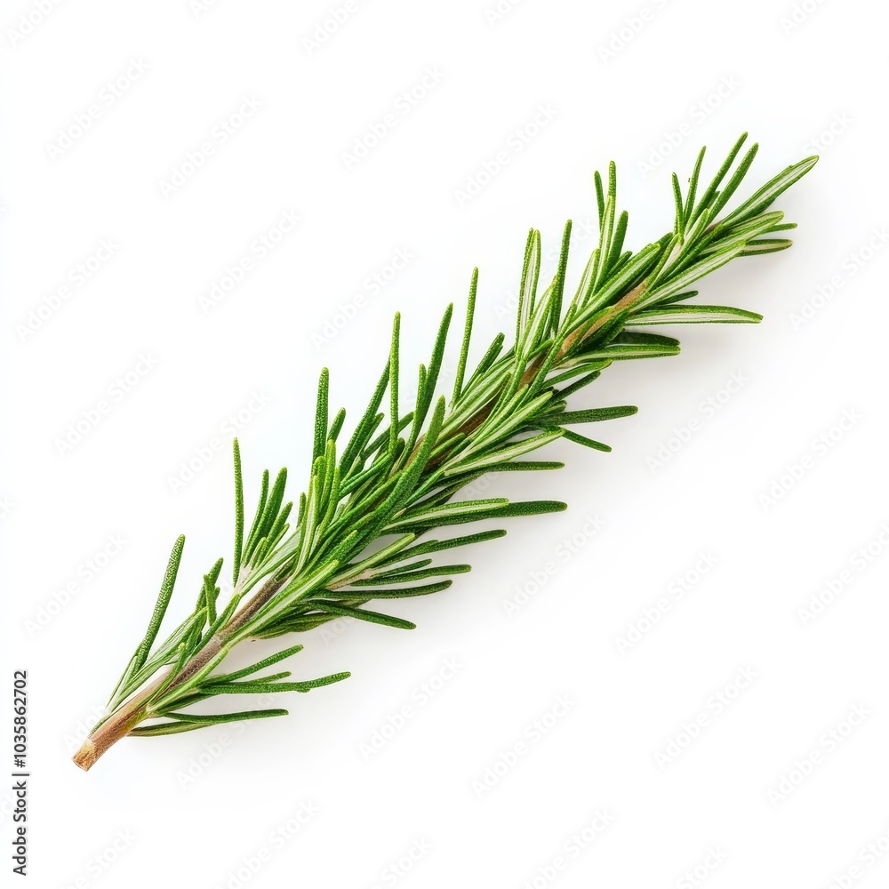 Rosemary sprig on white