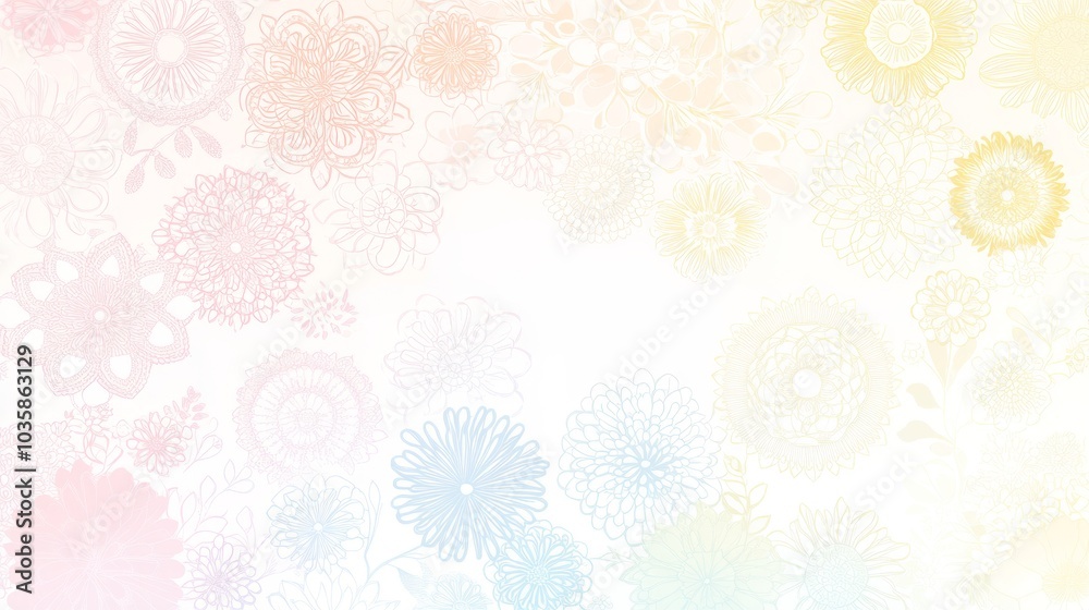 A soft, pastel floral pattern on a white background. A soft, pastel floral pattern on a white background.