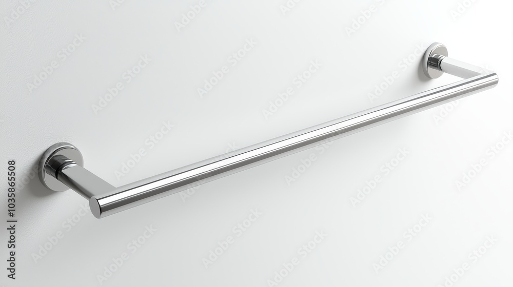 Stylishly designed towel rack mounted on a smooth wall in a modern bathroom setting Stylishly designed towel rack mounted on a smooth wall in a modern bathroom setting