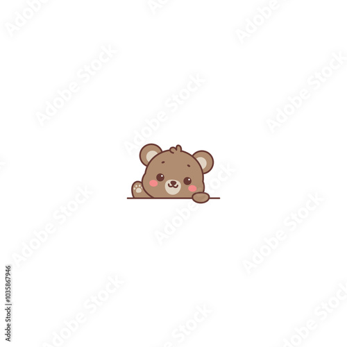 Cute bear waving paw cartoon, vector illustration