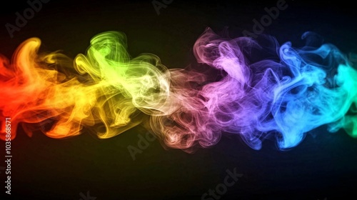 Abstract colorful smoke on a black background.